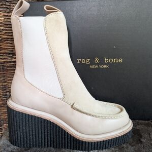 NIB Rag & Bone Sloane Wedge Chelsea Boots Suede Leather Paloma  Cream 10 NEW